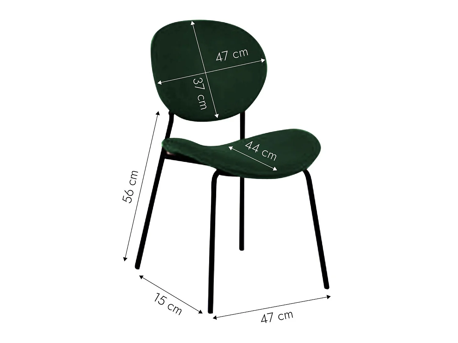 Juego de 2 sillas vintage de terciopelo verde esmeralda con base de compás de metal negro
