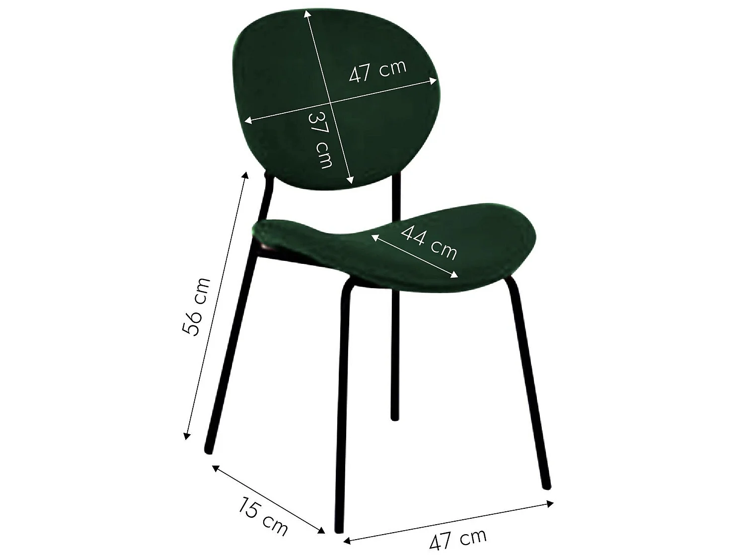 Juego de 2 sillas vintage de terciopelo verde esmeralda con base de compás de metal negro