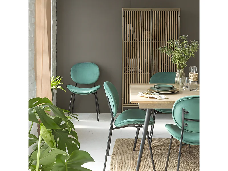 Chaise en velours vert émeraude Sohane (lot de 2)