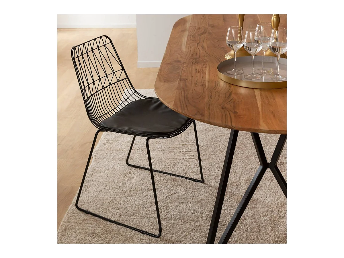 Chaise design en métal noir (lot de 2)