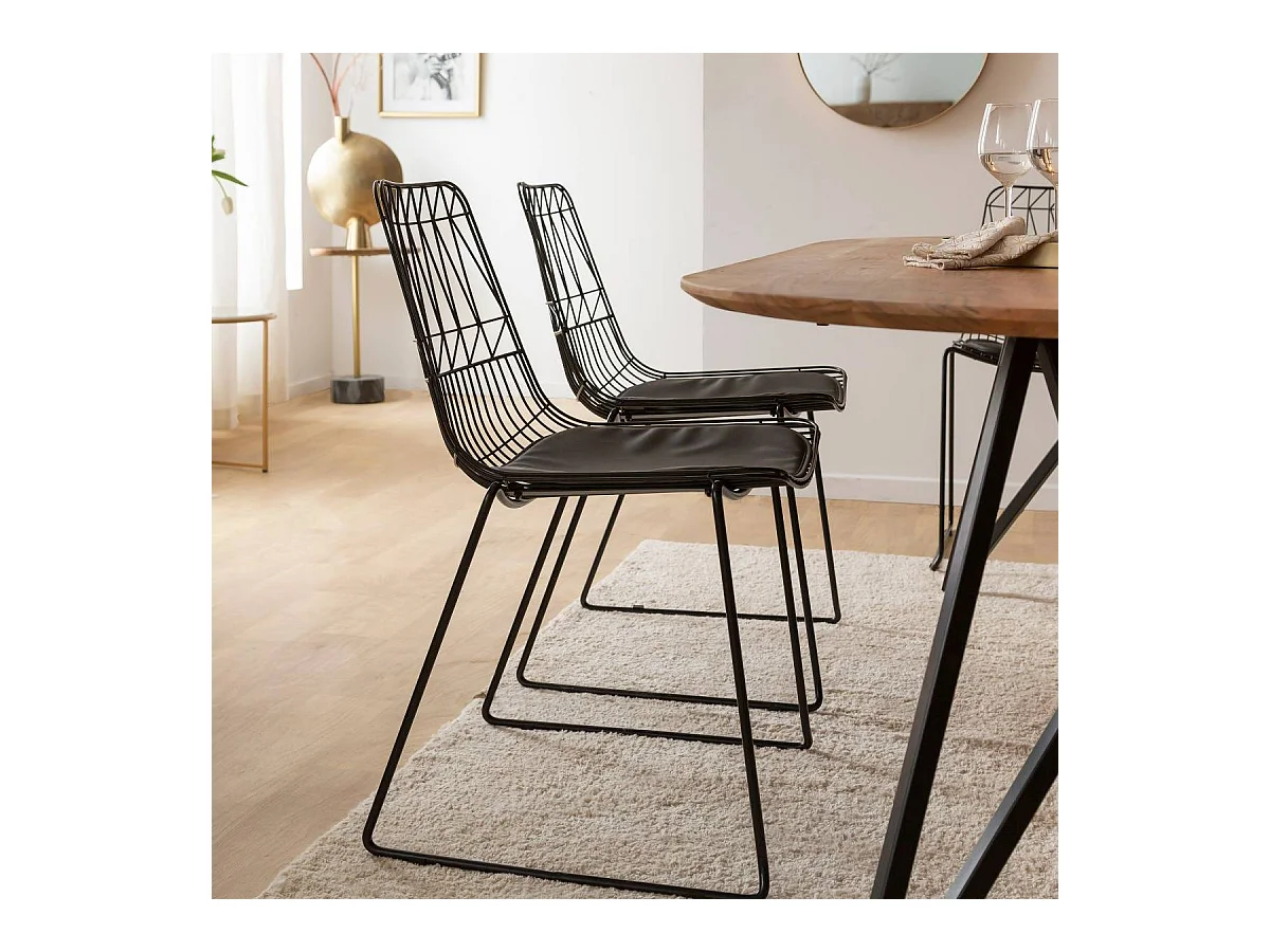 Chaise design en métal noir (lot de 2)