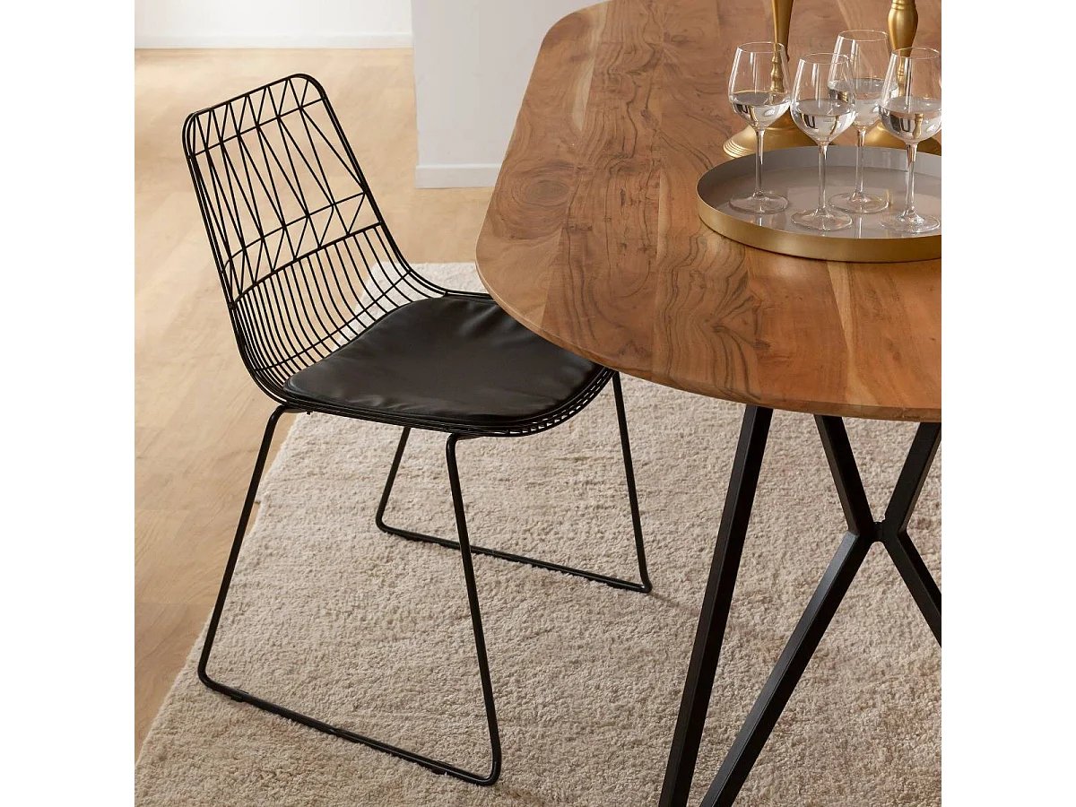 Chaise design en métal noir (lot de 2)