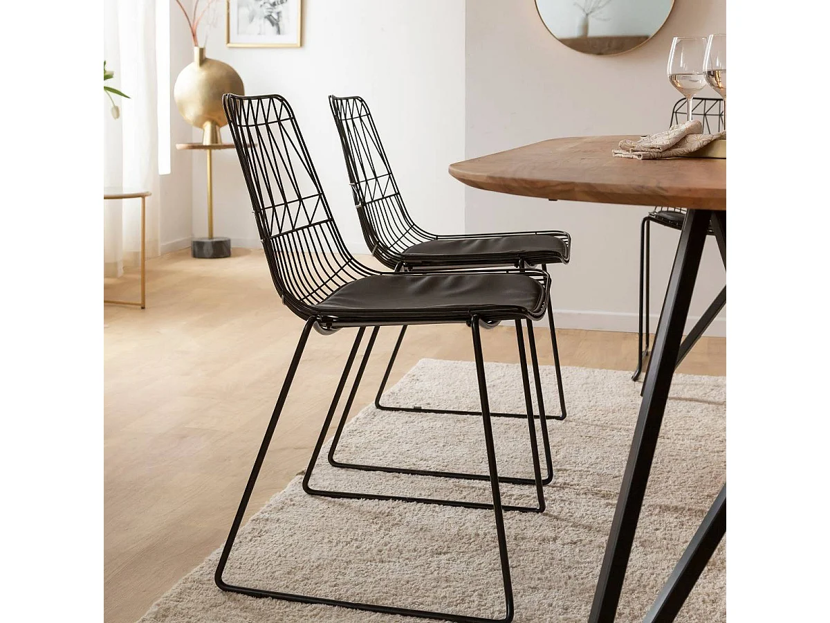 Chaise design en métal noir (lot de 2)
