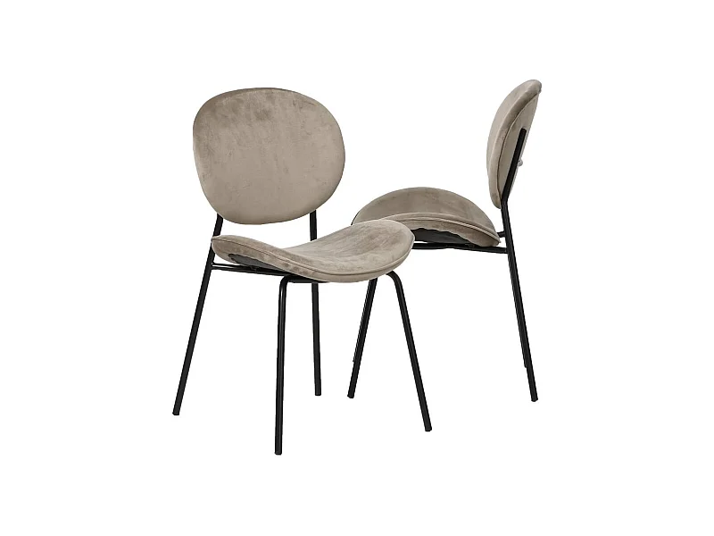 Chaise en velours marron glacé Sohane (lot de 2)