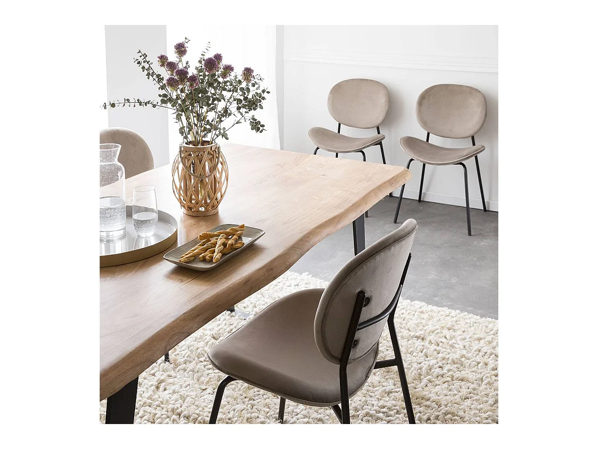 Chaise en velours marron glacé Sohane (lot de 2)