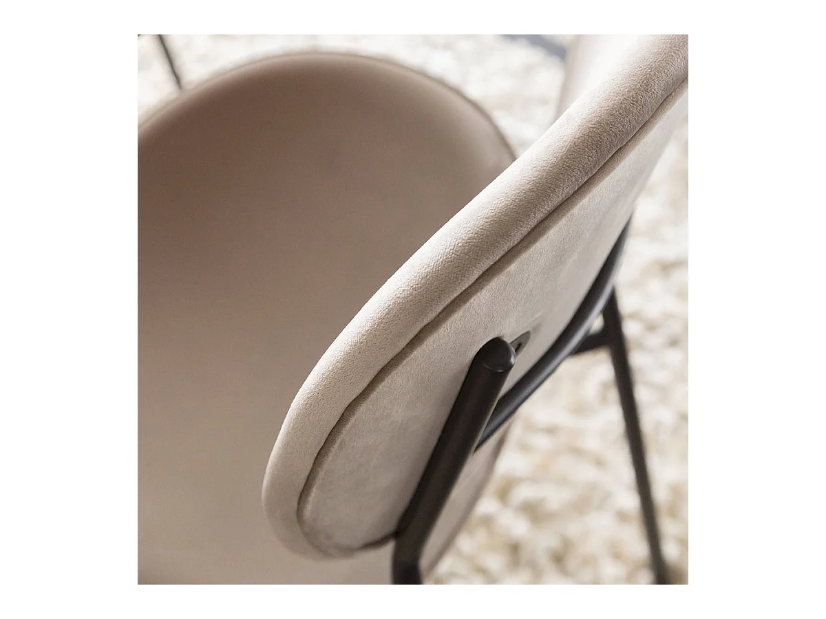 Juego de 2 sillas de terciopelo marrón glaseado Sohane con patas de compás vintage