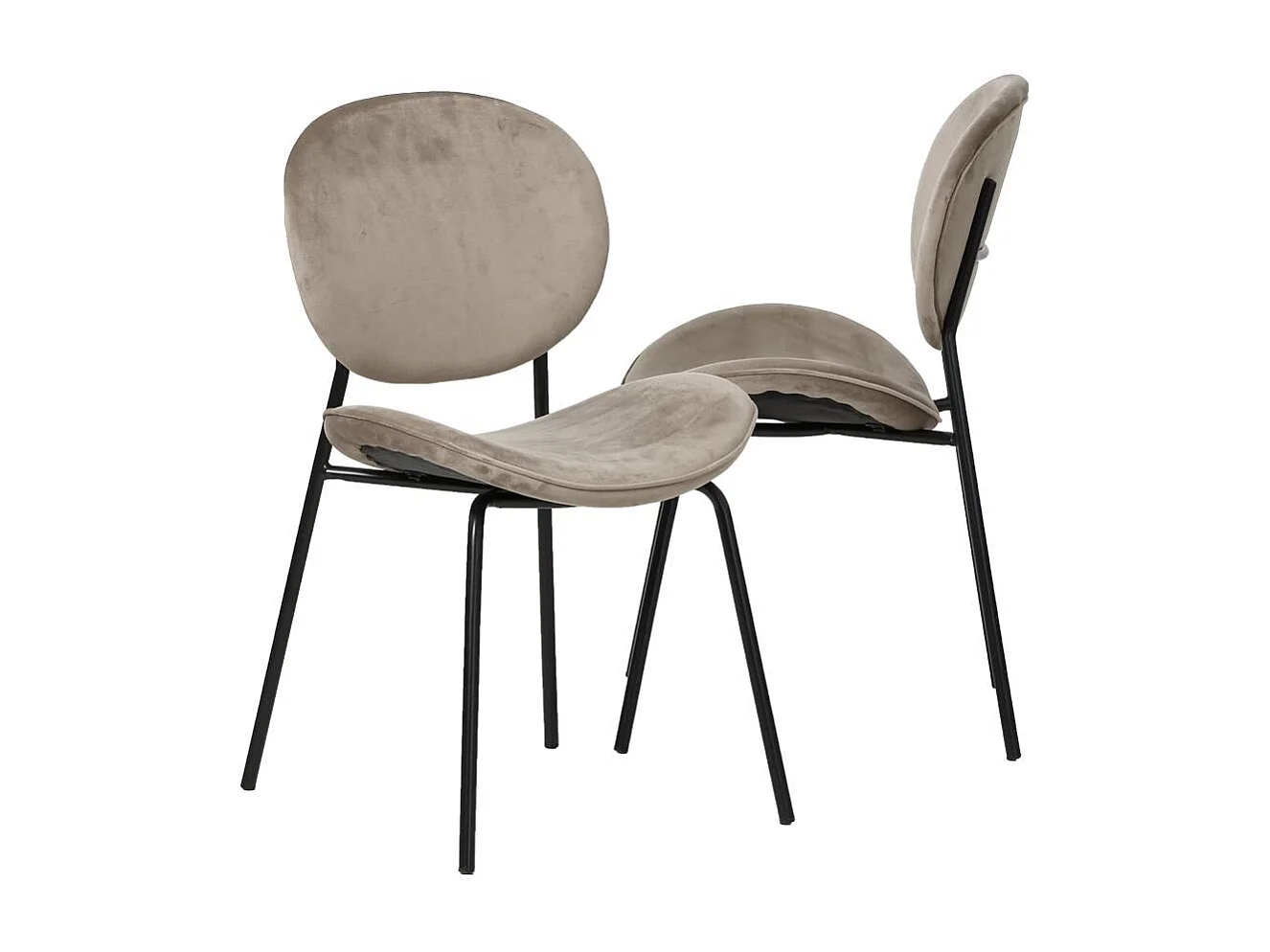 Juego de 2 sillas de terciopelo marrón glaseado Sohane con patas de compás vintage