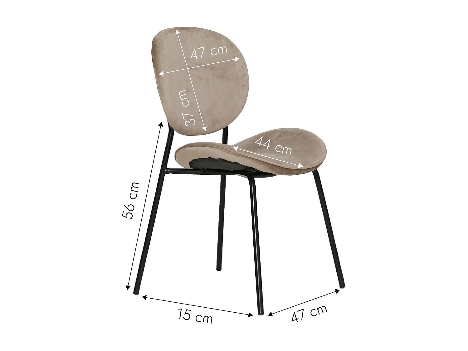Juego de 2 sillas de terciopelo marrón glaseado Sohane con patas de compás vintage