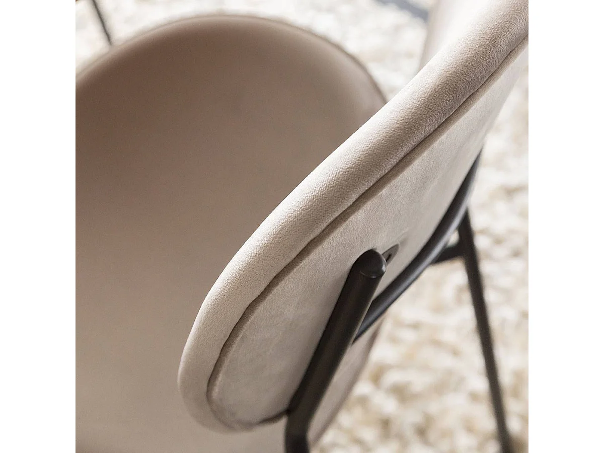 Juego de 2 sillas de terciopelo marrón glaseado Sohane con patas de compás vintage