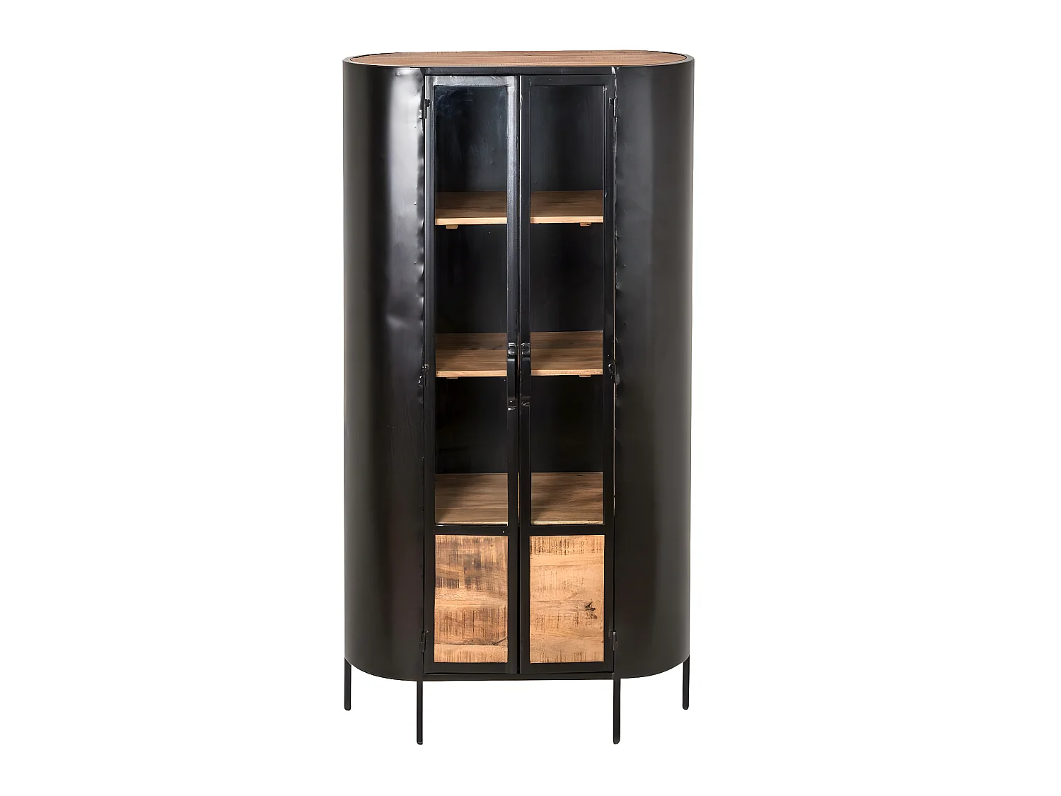 Vitrine en métal et bois de manguier Achille