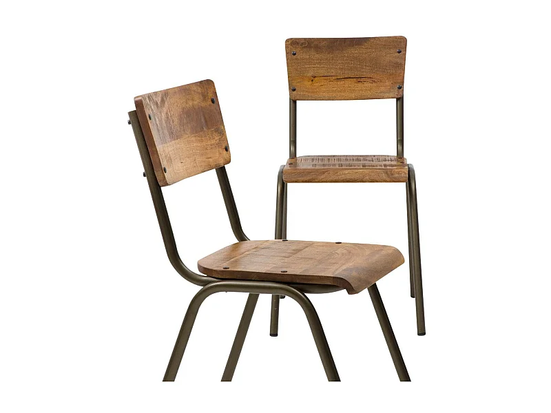 Chaise d'écolier en bois de manguier Marcus (lot de 2)