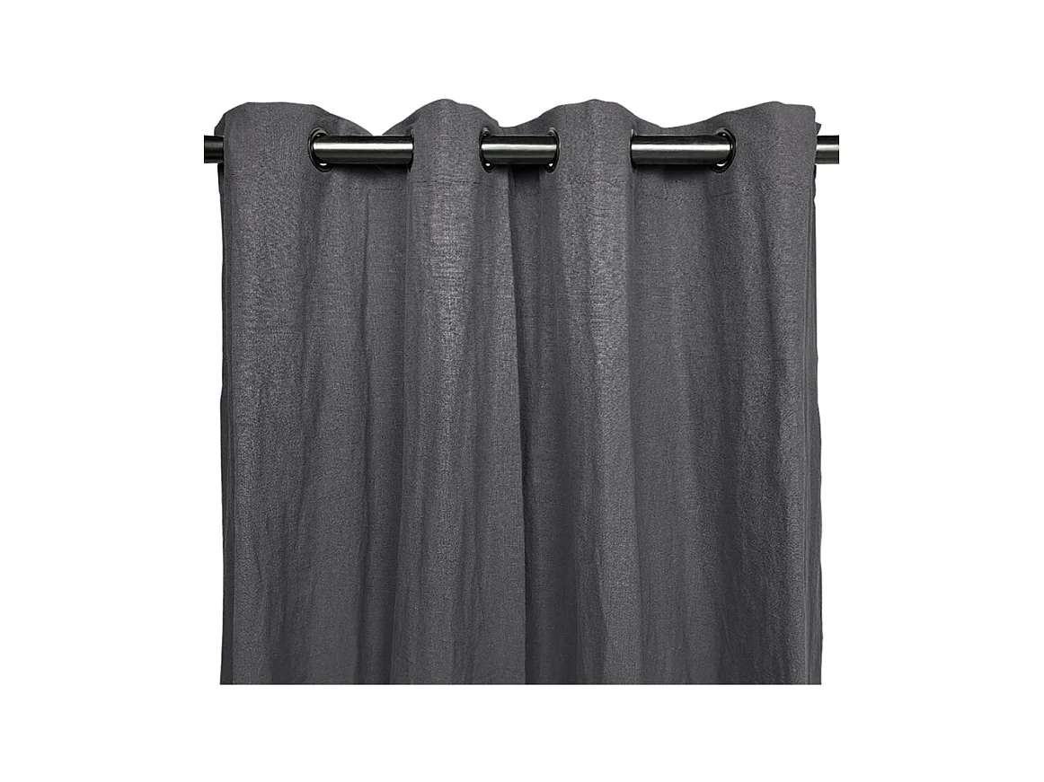 Rideau à œillets en ramie et coton gris foncé 130 x 250 cm - NIKI 3465