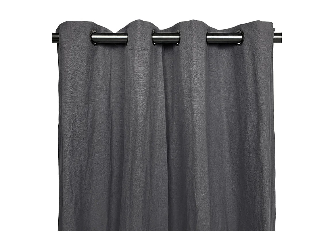 Rideau à œillets en ramie et coton gris foncé 130 x 250 cm - NIKI 3465