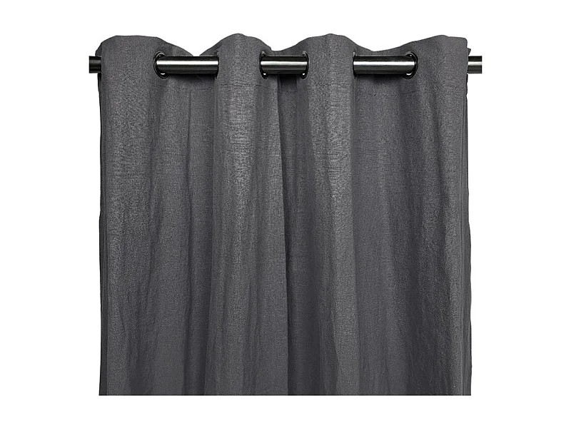 Rideau à œillets en ramie et coton gris foncé 130 x 250 cm - NIKI 3465