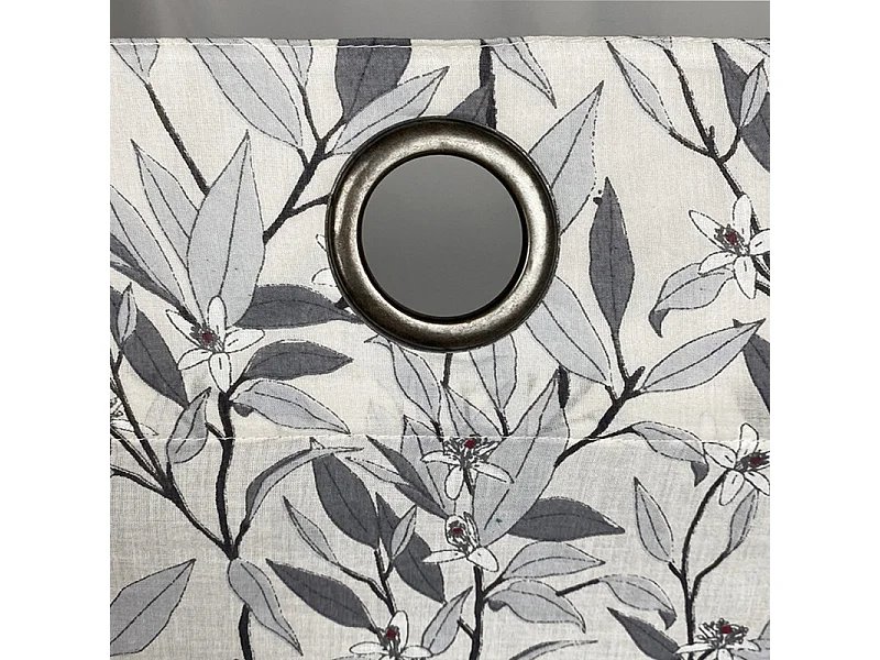 Voilage à œillets coton motif fleur d'oranger 140 x 250 cm - TINA 5983