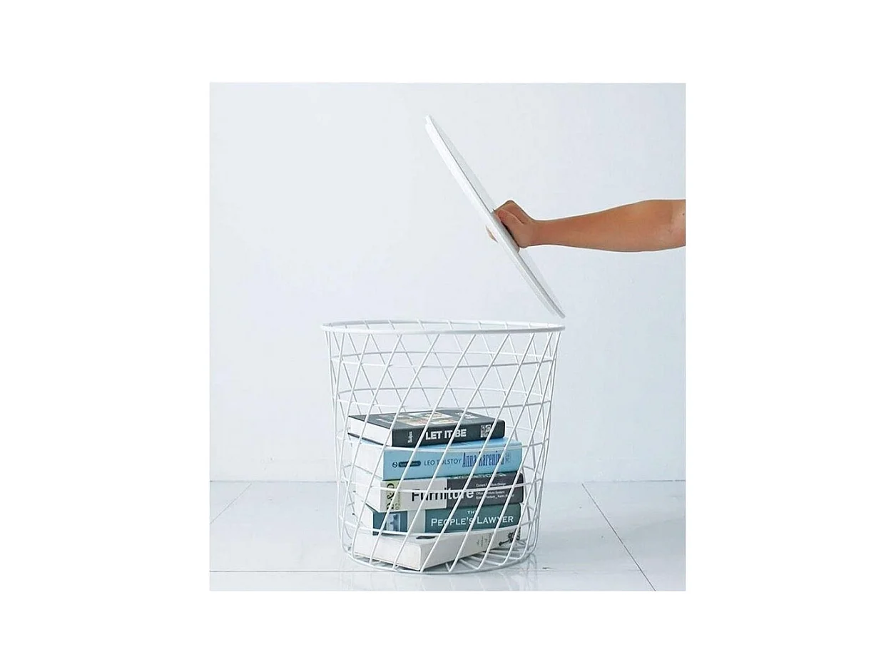 2 tables basses gigognes rondes métal filaire blanc - EVY