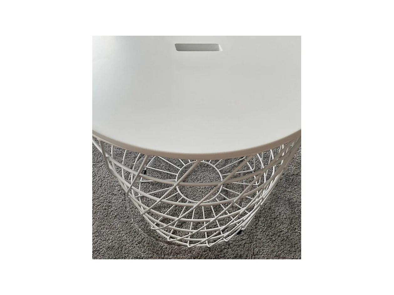 2 tables basses gigognes rondes métal filaire blanc - EVY