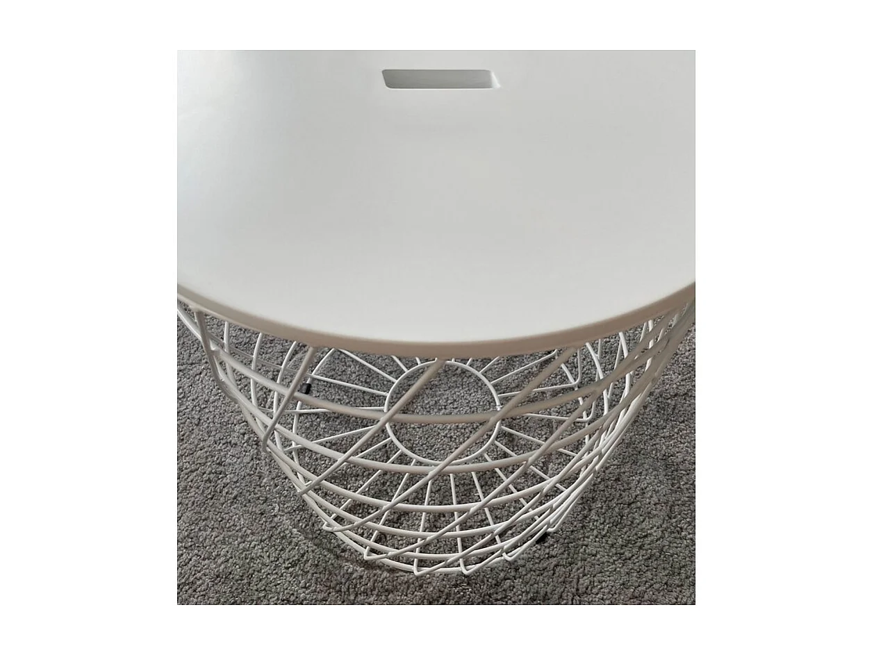 2 tables basses gigognes rondes métal filaire blanc - EVY