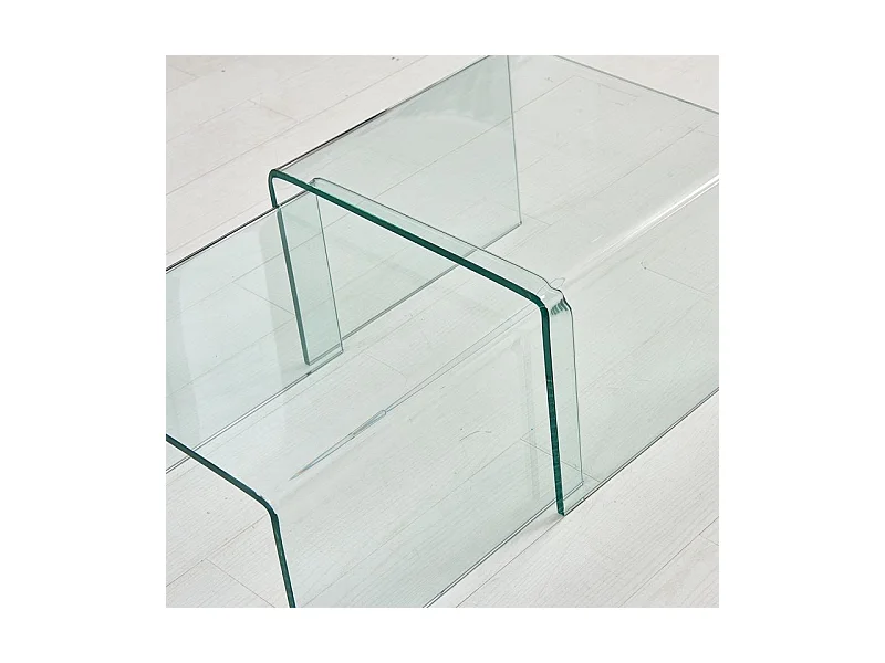 2 tables d'appoint gigognes L. 50 cm en verre trempé - ICE