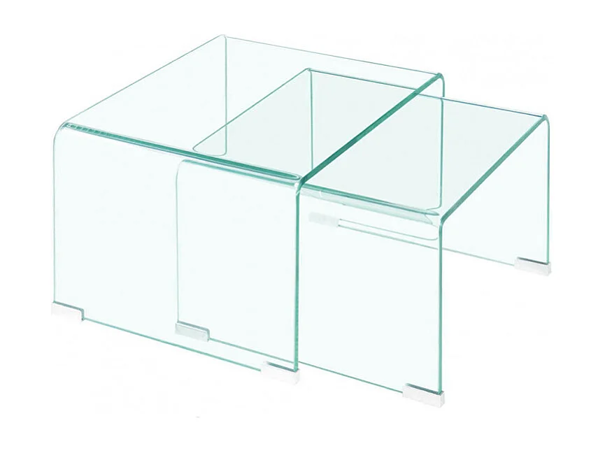 2 tables d'appoint gigognes L. 50 cm en verre trempé - ICE