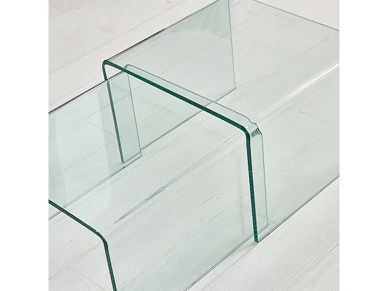 2 tables d'appoint gigognes L. 50 cm en verre trempé - ICE