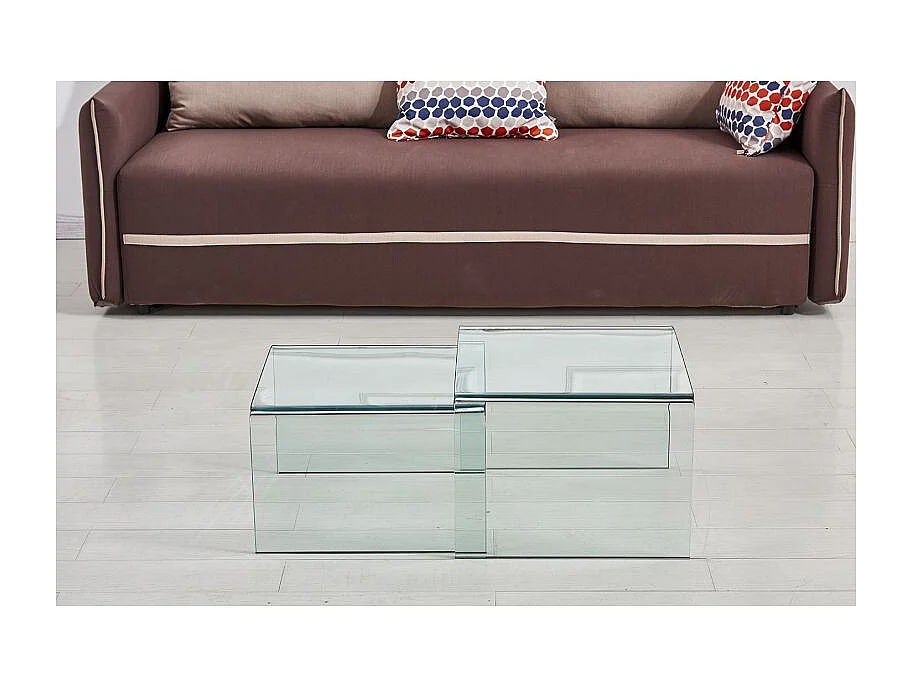 2 tables d'appoint gigognes L. 50 cm en verre trempé - ICE