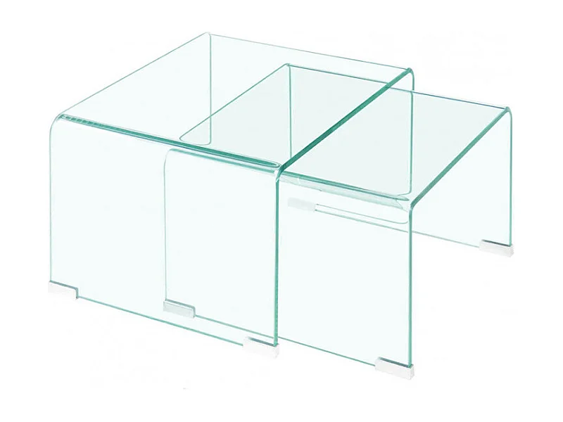 2 tables d'appoint gigognes L. 50 cm en verre trempé - ICE