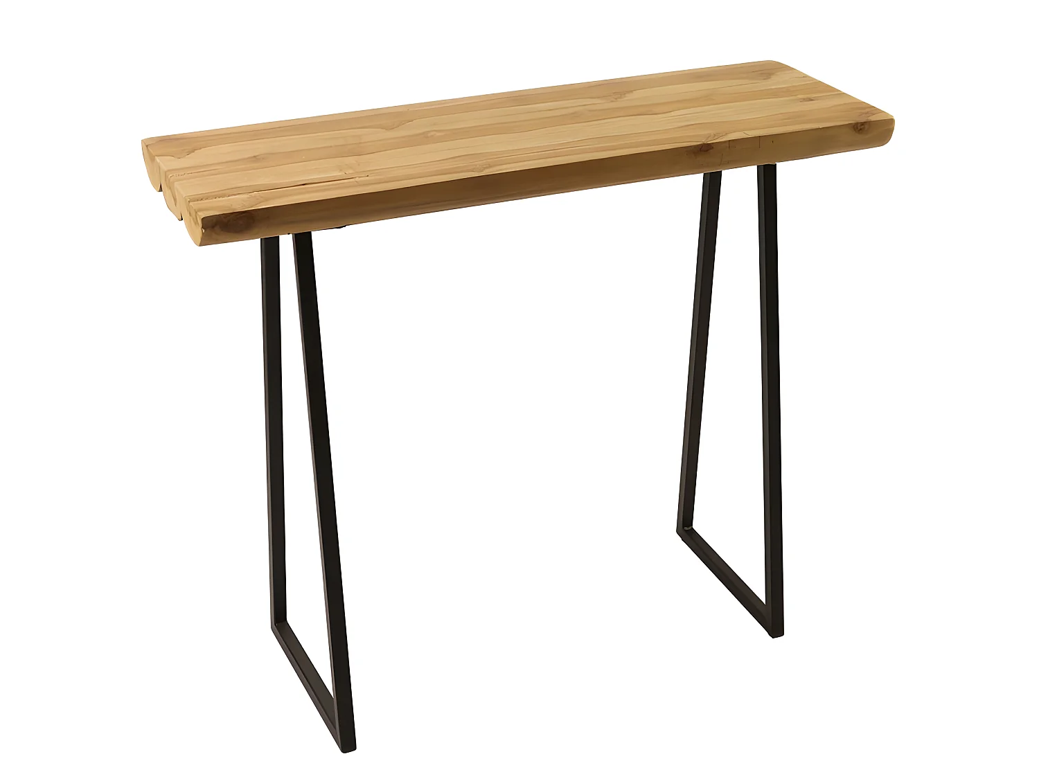 Table/Console avec plateau en bois de teck et piètement métal – THAÏS