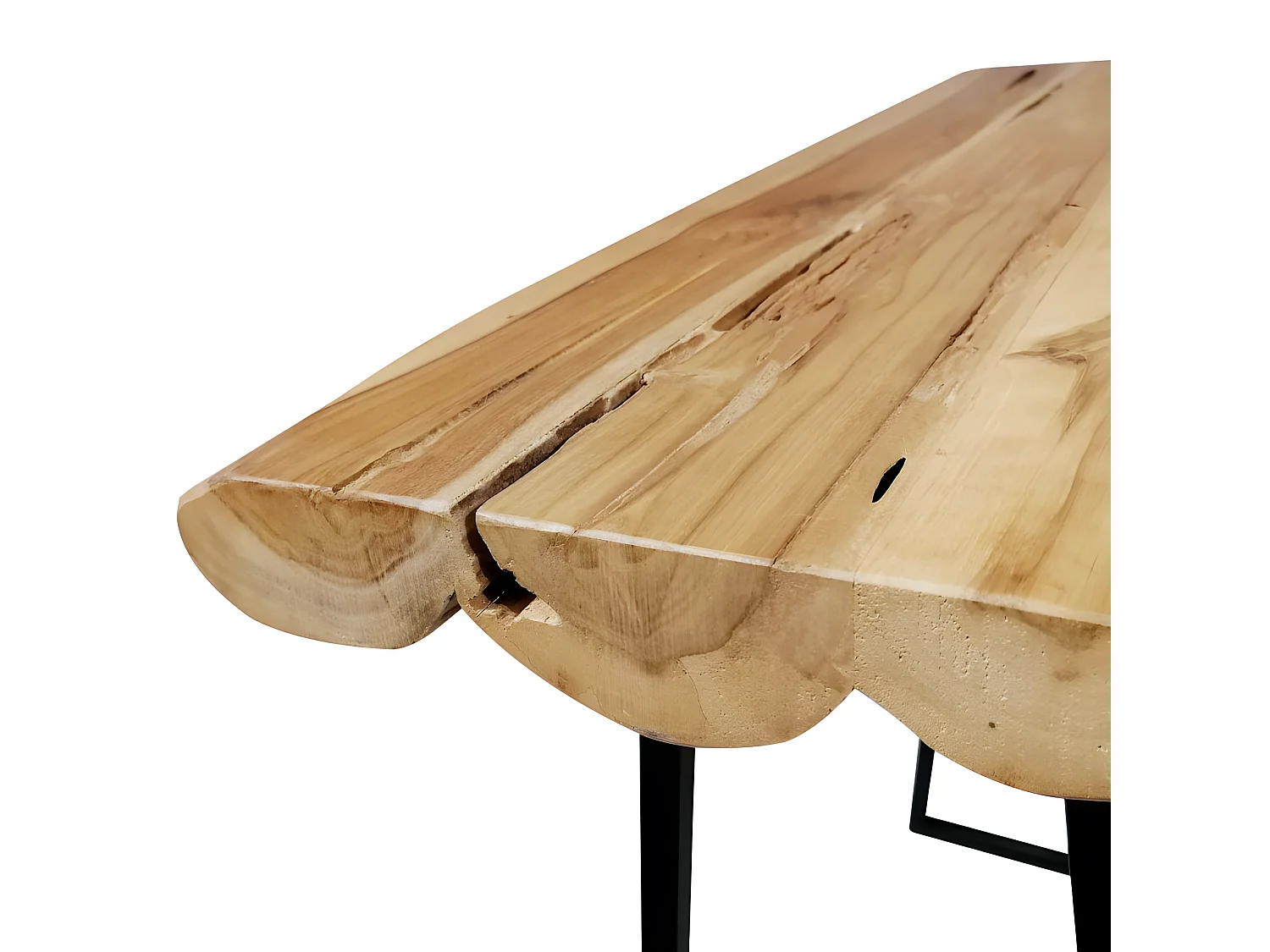 Table/Console avec plateau en bois de teck et piètement métal – THAÏS