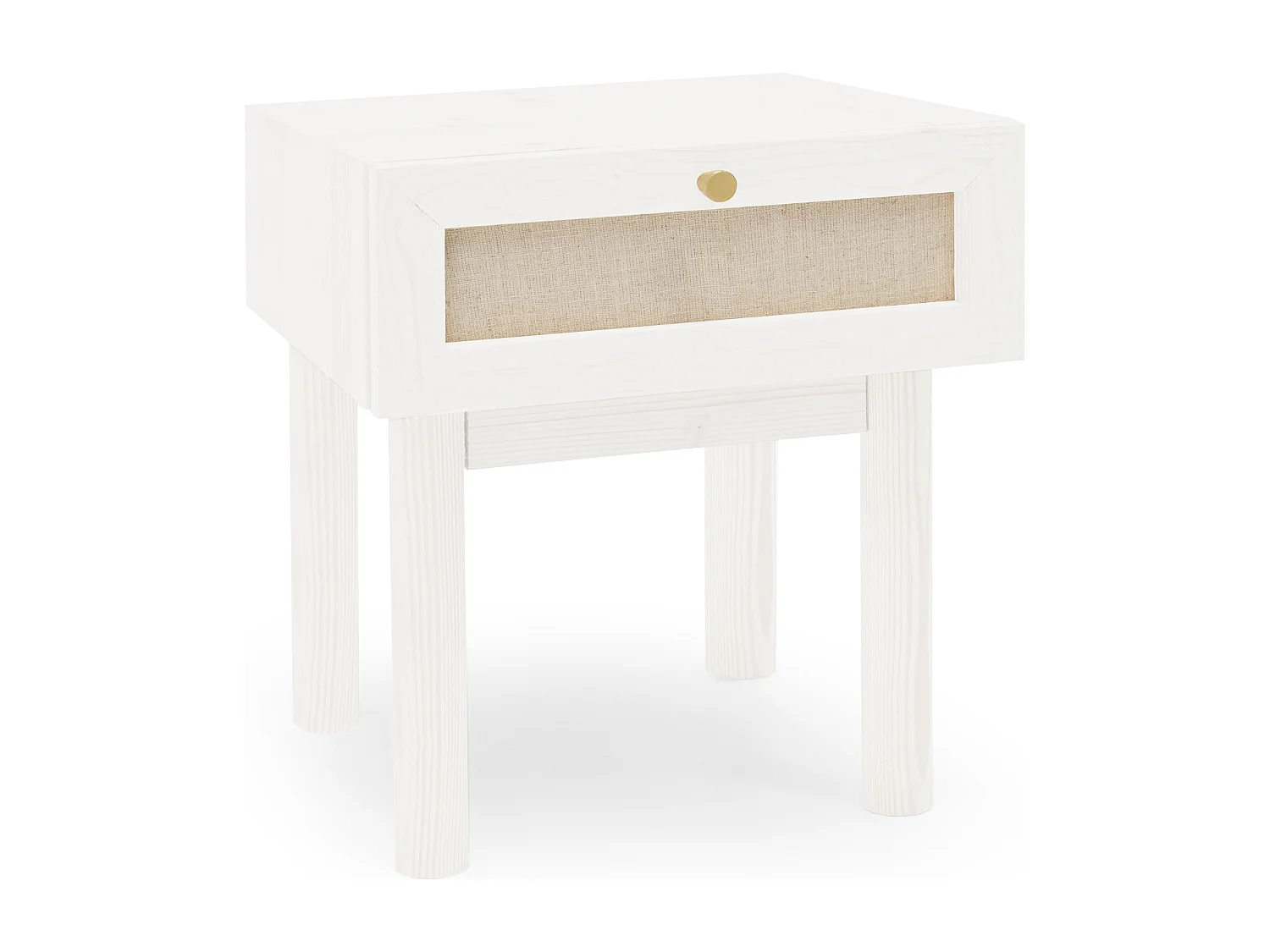 Table de chevet en bois de sapin blanche 40x45cm - LINEN - DECOWOOD