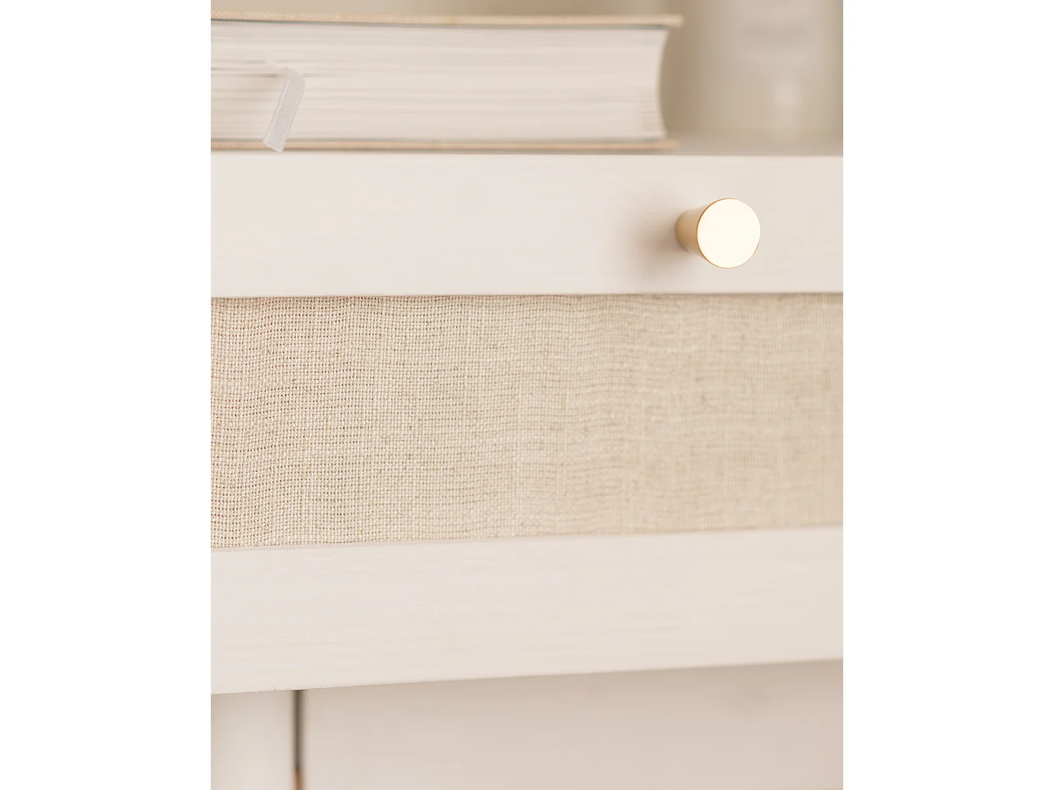 Table de chevet en bois de sapin blanche 40x45cm - LINEN - DECOWOOD