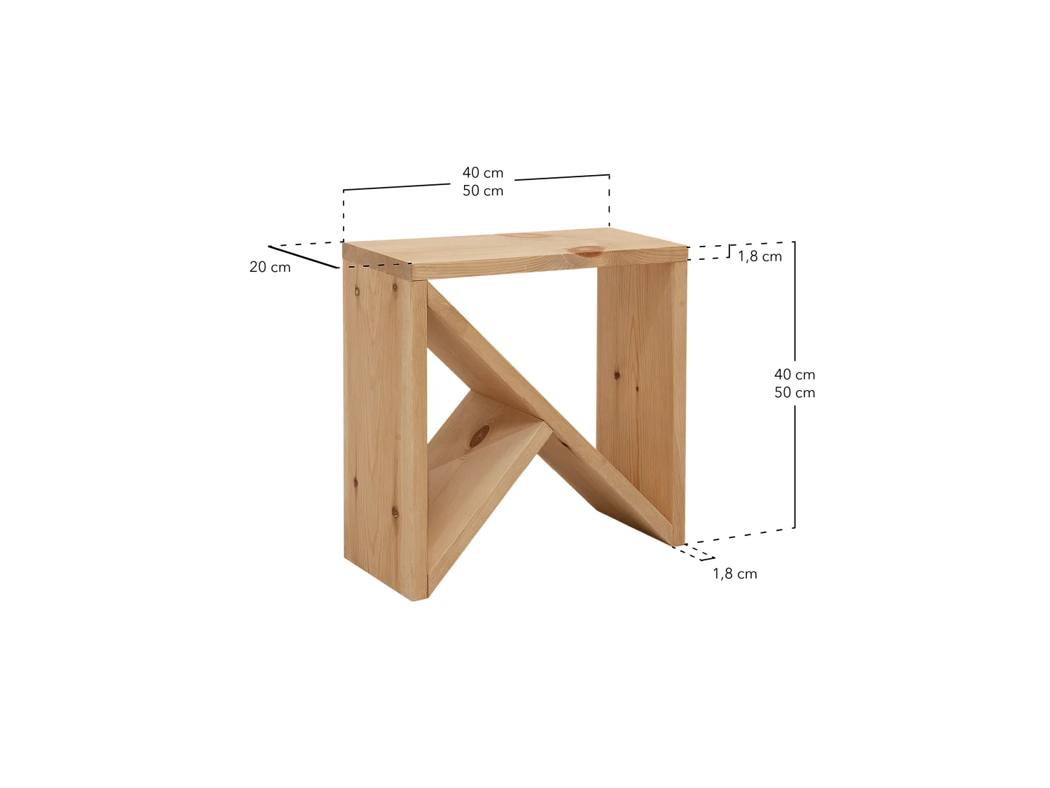 Table d'appoint en bois de pin blanche 50x50cm - STOKE - DECOWOOD