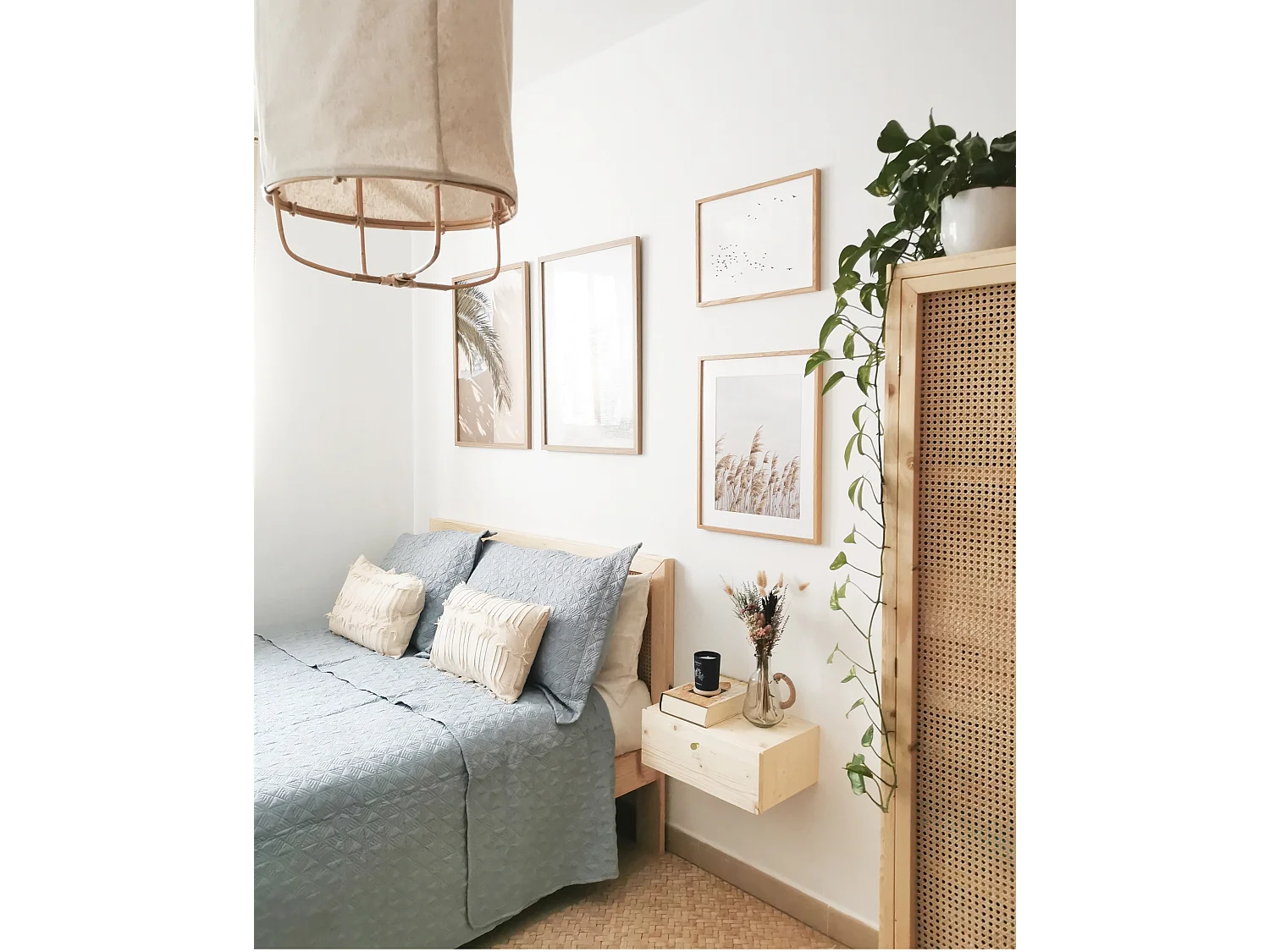 Table de chevet en bois de pin naturelle 40x15cm - INGRID VINTAGE - DECOWOOD