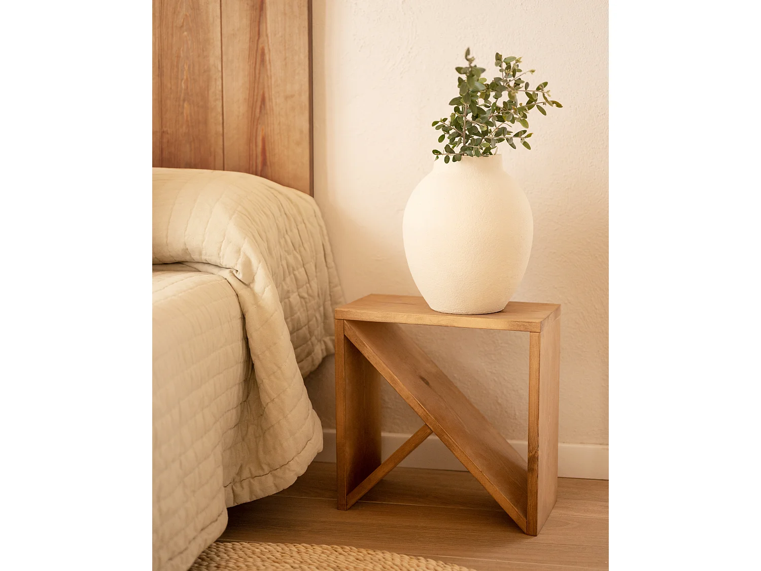 Comodino in legno massello in tono marrone 40x40cm - STOKE - DECOWOOD