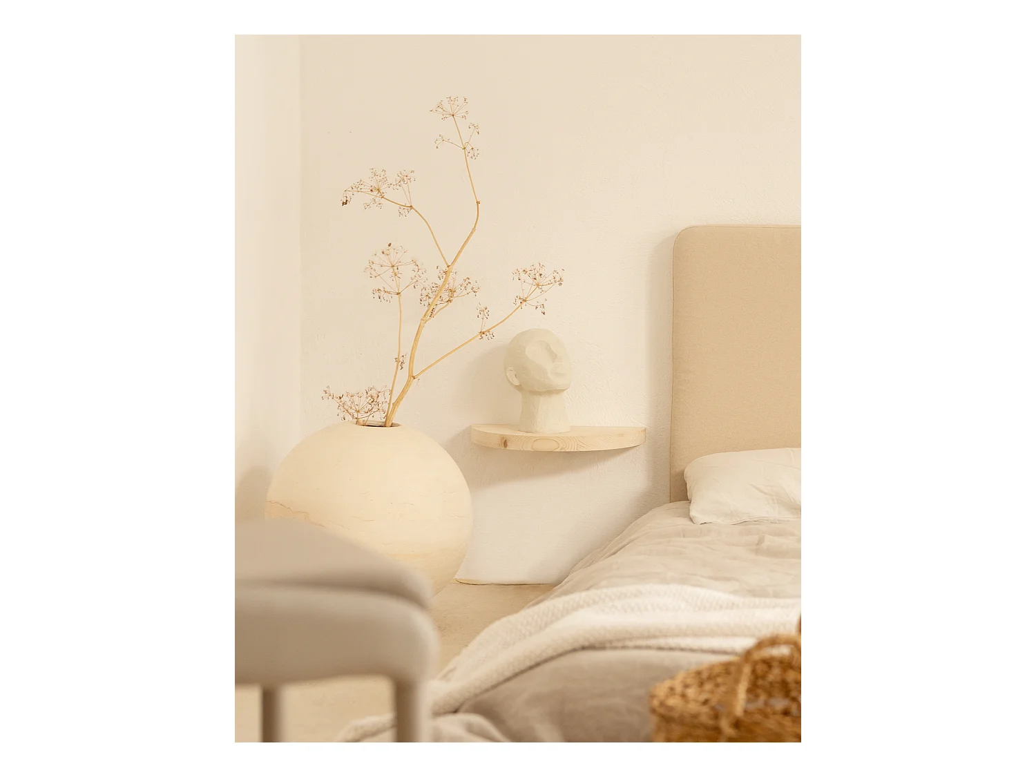 Mesita de noche de pared de madera de abeto Decowood en color natural de 40x3,2cm - TOKYO - DECOWOOD