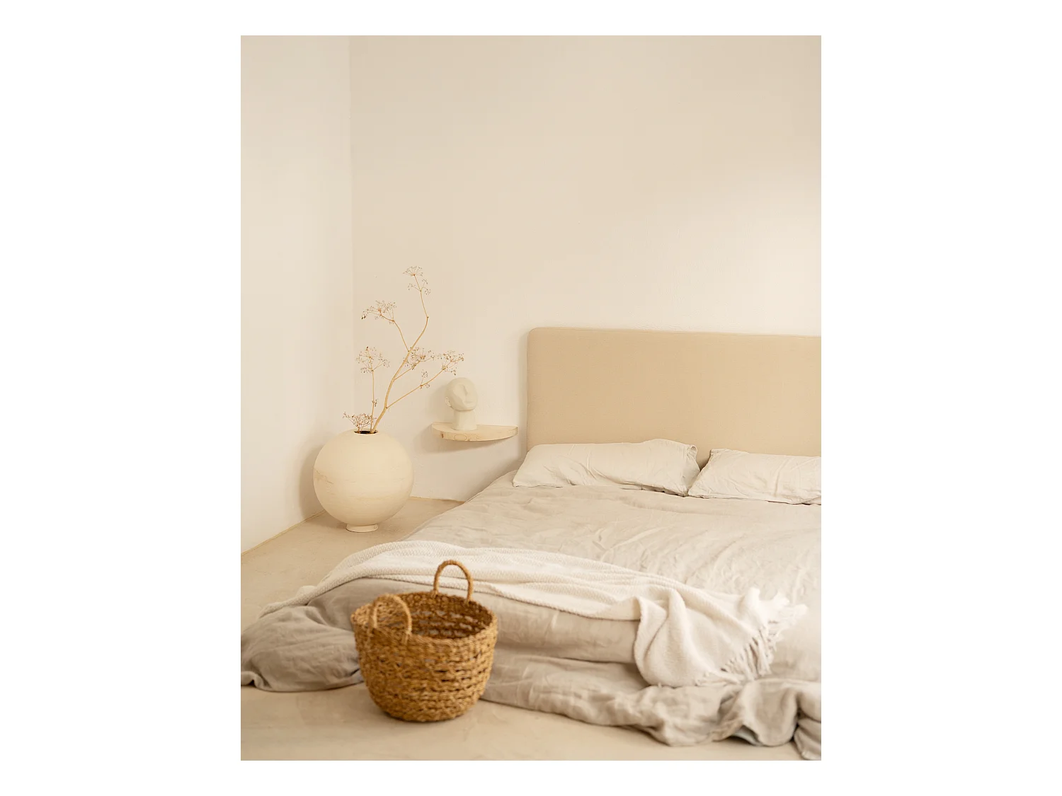 Mesita de noche de pared de madera de abeto Decowood en color natural de 40x3,2cm - TOKYO - DECOWOOD