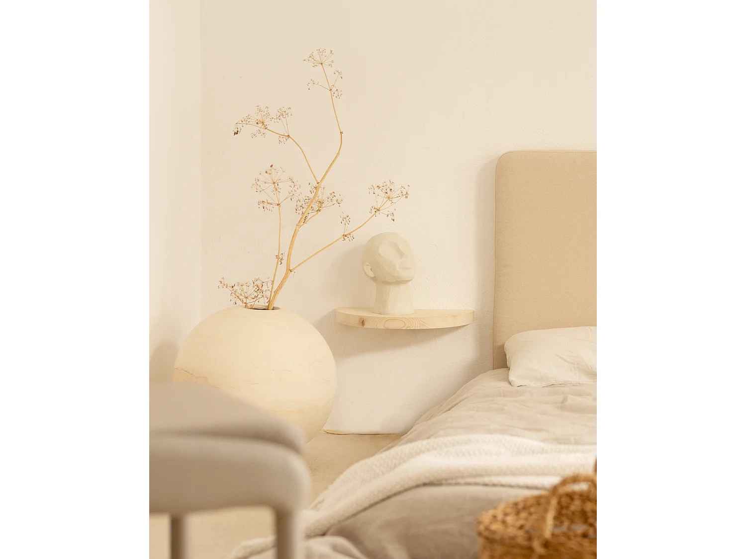 Mesita de noche de pared de madera de abeto Decowood en color natural de 40x3,2cm - TOKYO - DECOWOOD