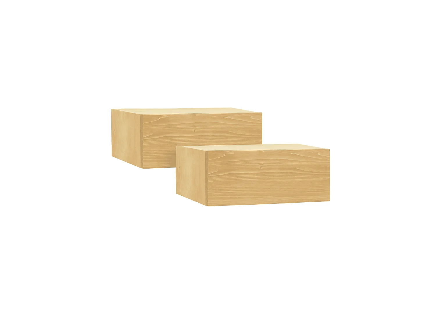 Ensemble 2 tables de chevet flottants en bois de pin 40x15cm - INGRID - DECOWOOD