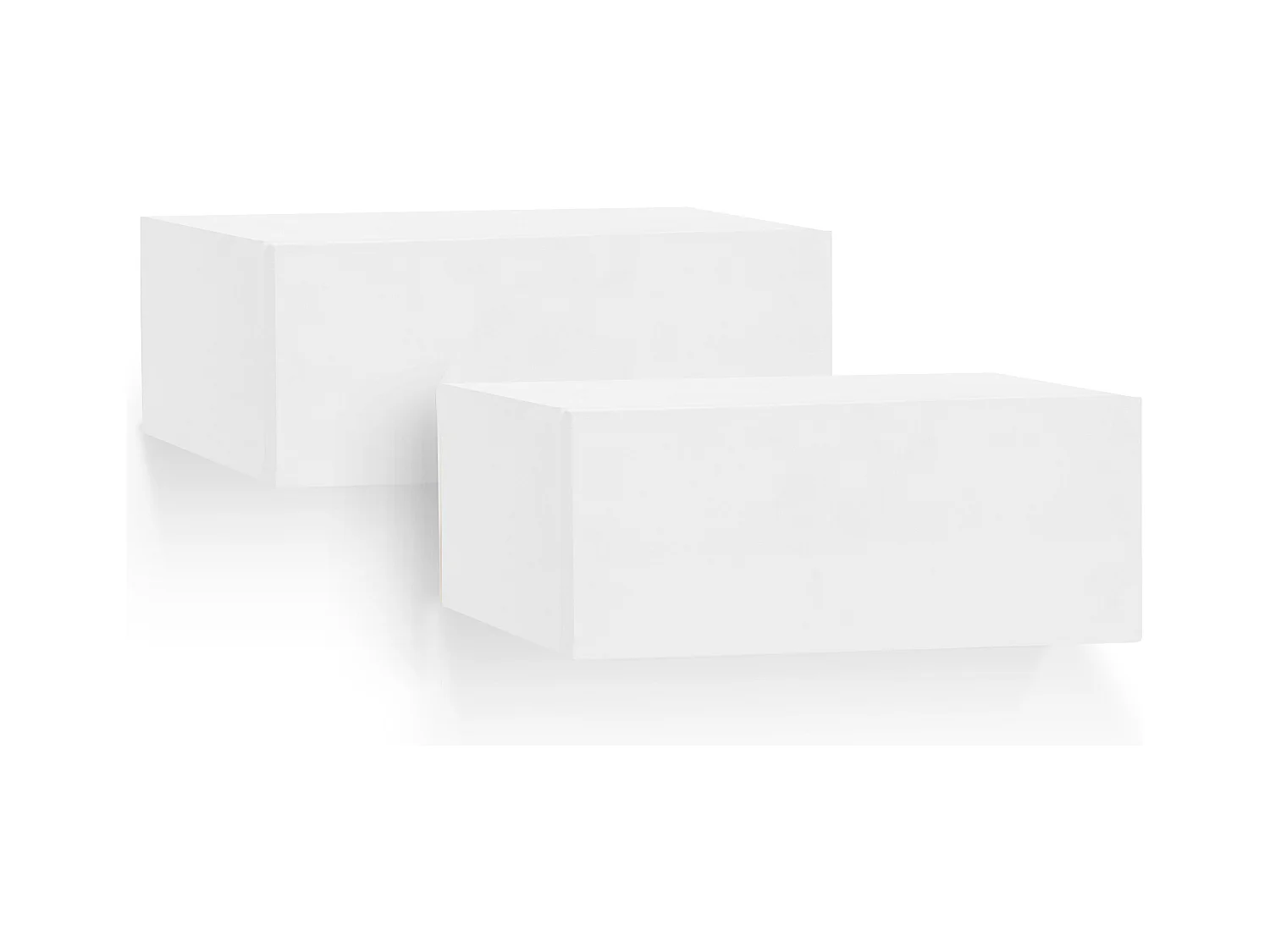 Set 2 comodini 1 cassetto in legno massello tono bianco 40x15x25cm - INGRID - DECOWOOD