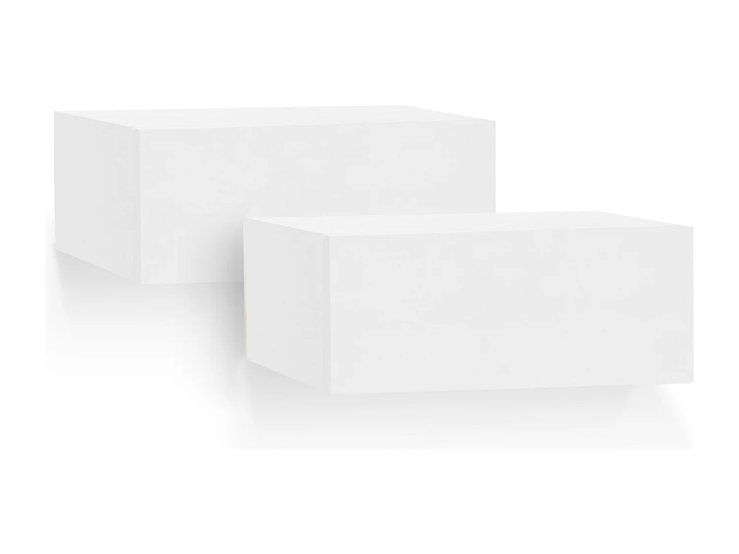 Set 2 comodini 1 cassetto in legno massello tono bianco 40x15x25cm - INGRID - DECOWOOD