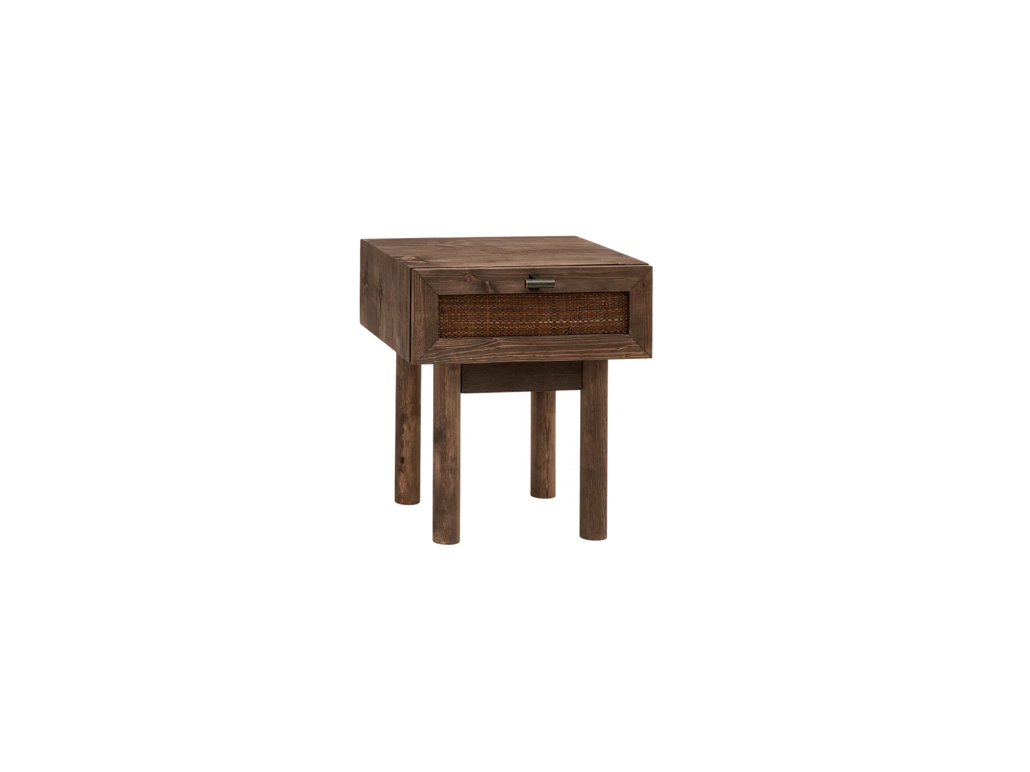 Comodino 1 cassetto in legno massello in tono noce 45x40cm - OLIVIA - DECOWOOD