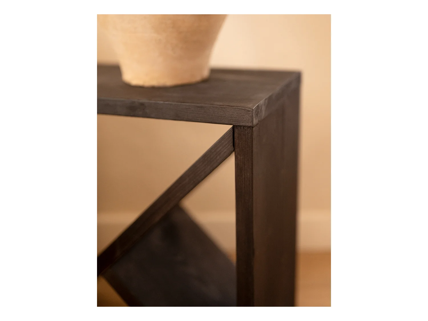 Comodino o ausiliario in legno massello in tono nero 50x50cm - STOKE - DECOWOOD