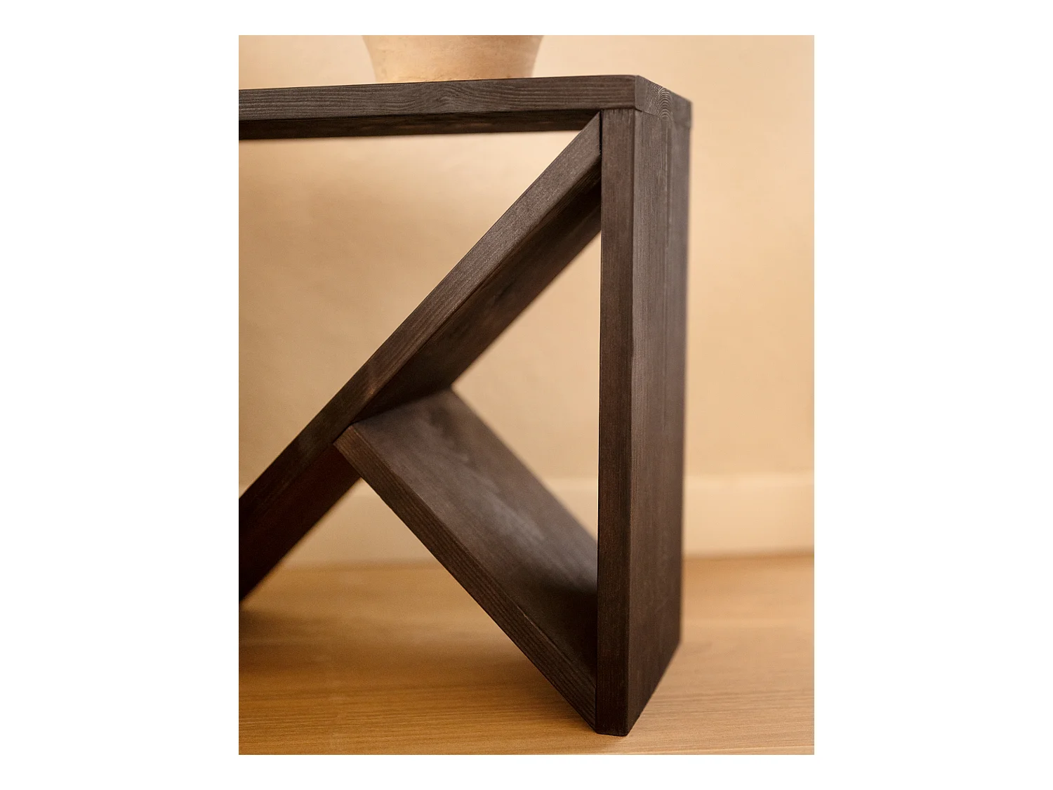 Comodino o ausiliario in legno massello in tono nero 50x50cm - STOKE - DECOWOOD