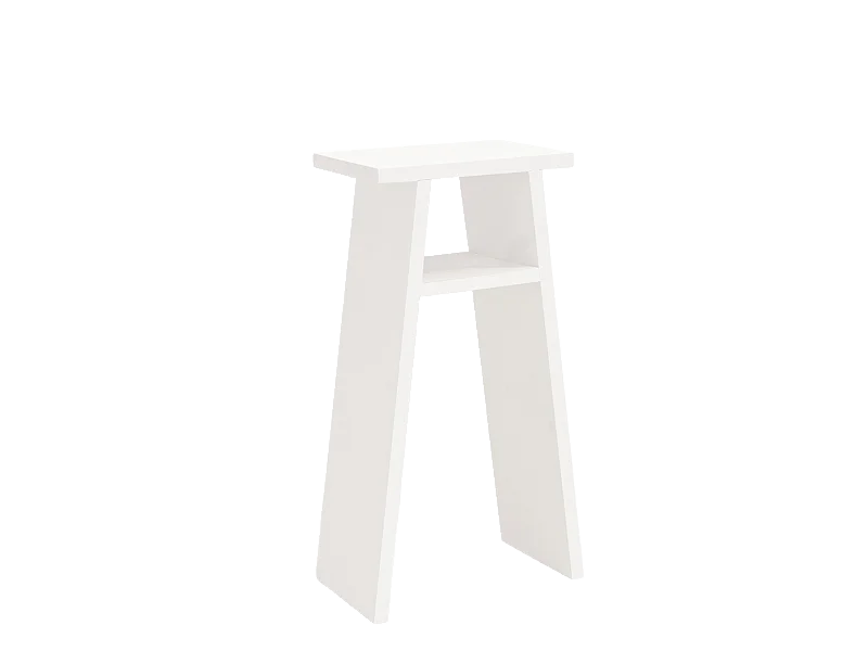 Mesita de noche de madera maciza en tono blanco 20x60cm - ARITZ - DECOWOOD