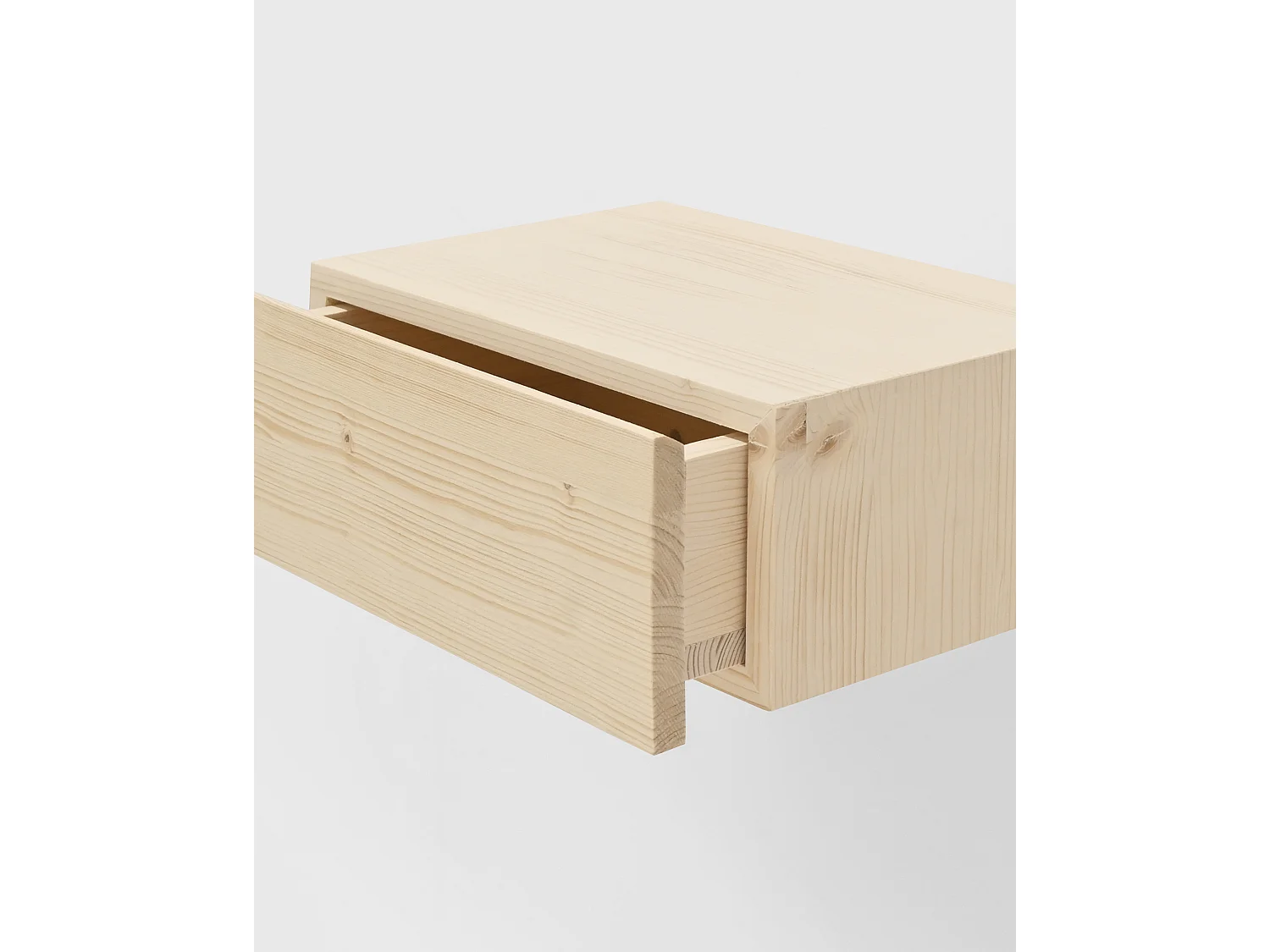 Mesita de noche de pared de madera de abeto Decowood con cajón en color natural de 40x15cm - INGRID - DECOWOOD