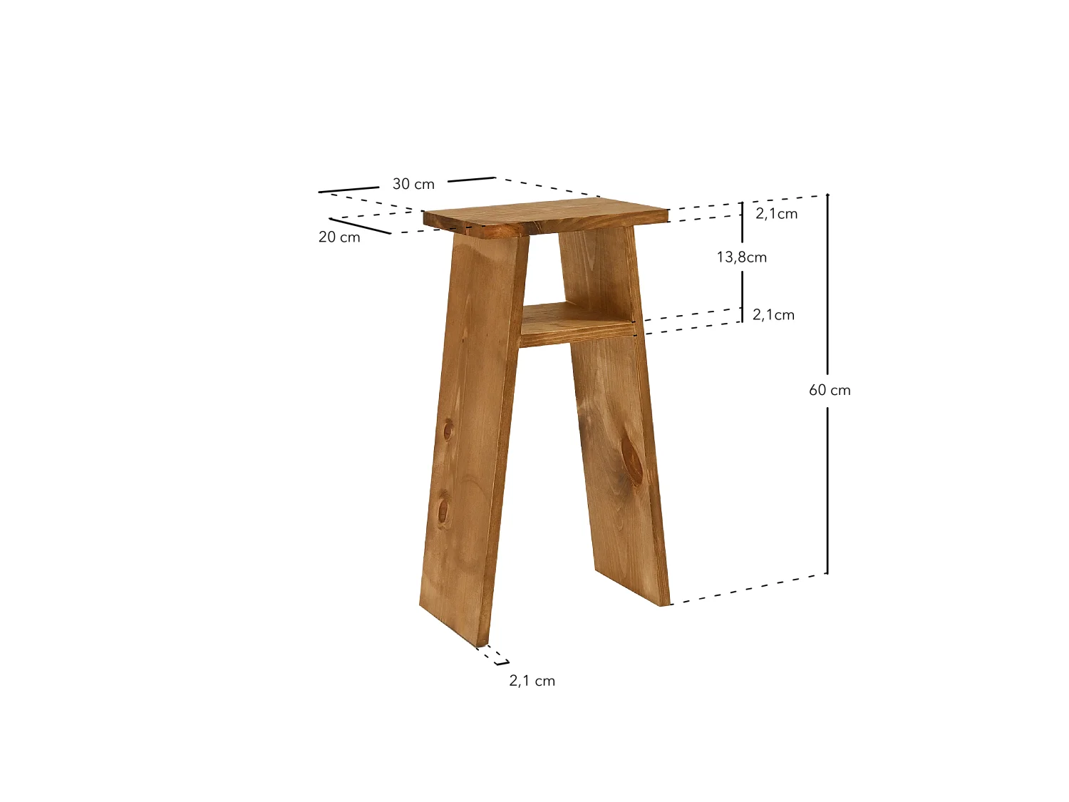 Tavolino in legno massiccio in tono rovere scuro 20x60cm - ARITZ - DECOWOOD
