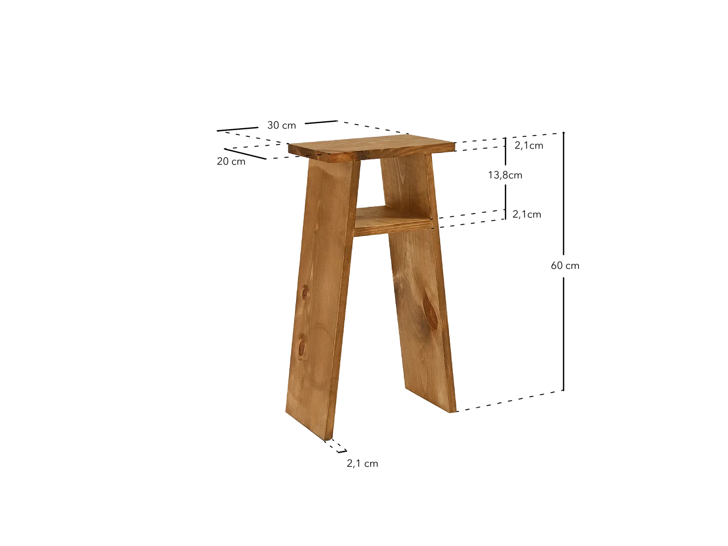 Tavolino in legno massiccio in tono rovere scuro 20x60cm - ARITZ - DECOWOOD