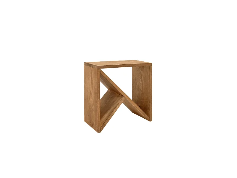 Comodino o ausiliario in legno massello in tono marrone 50x50cm - STOKE - DECOWOOD
