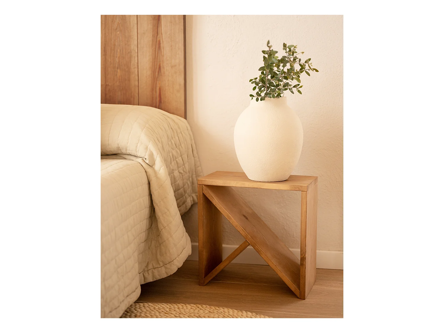 Comodino o ausiliario in legno massello in tono marrone 50x50cm - STOKE - DECOWOOD