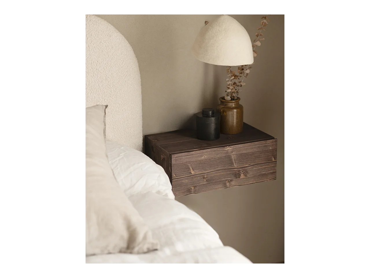 Set 2 comodini 1 cassetto in legno massello tono noce 40x15x25cm - INGRID - DECOWOOD